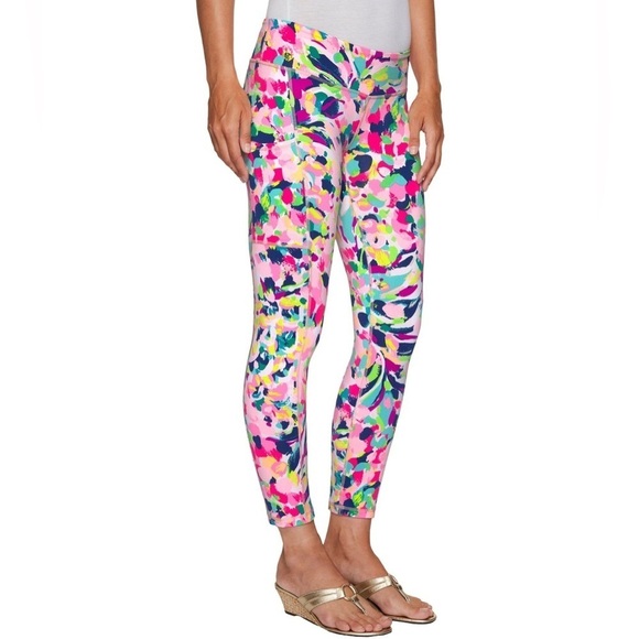 Lilly Pulitzer Luxletic Women's UPF 50+ Weekender Midi Pant in Pima Colada Club - Picture 5 of 10